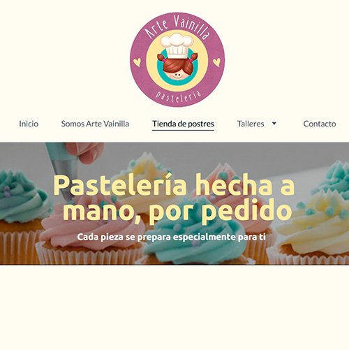 Arte Vainilla Pastelería Web No Code y Diseño UX/UI